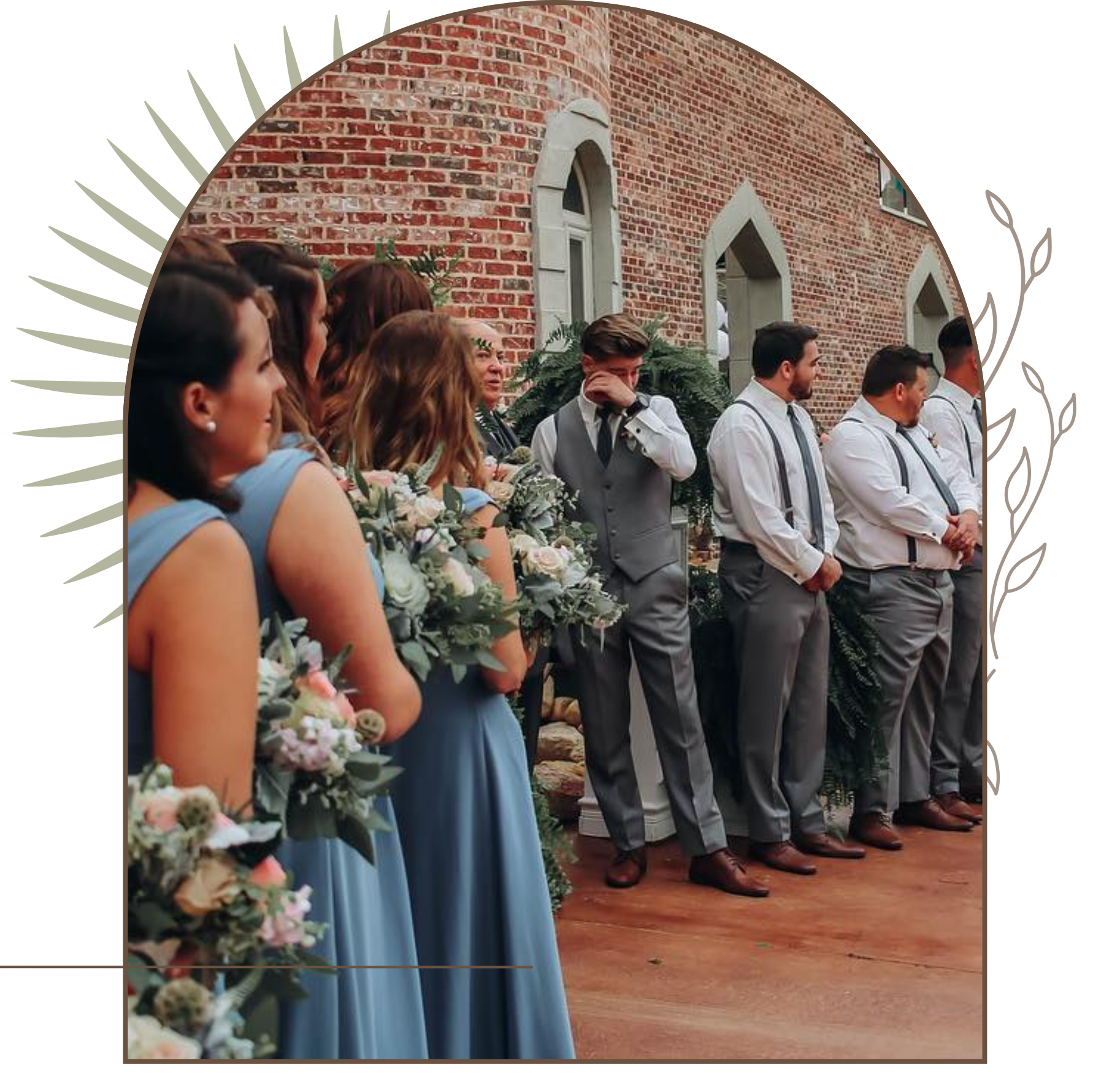 groom crying at first look at bride walking down aisle