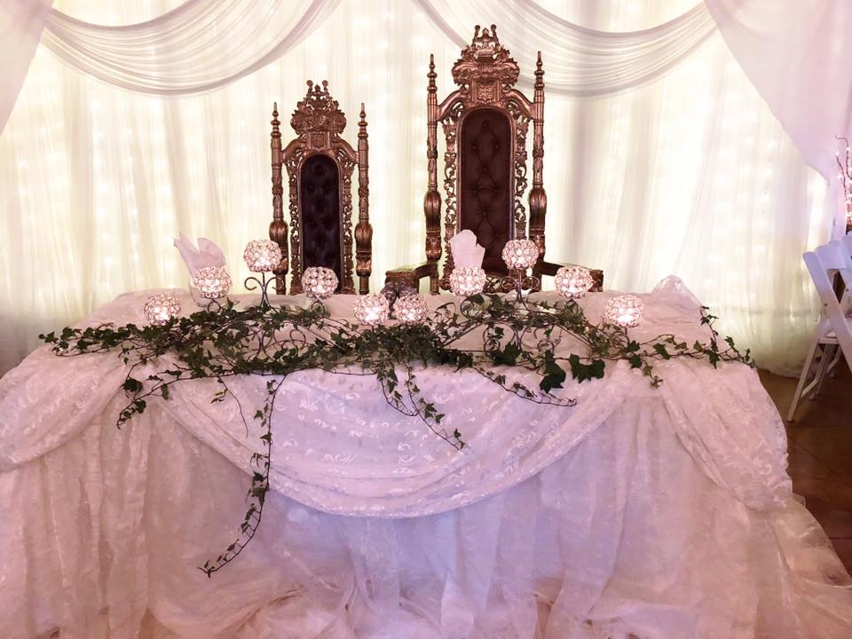 bride and groom's table at wedding