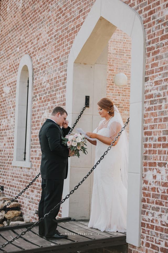 bride and groom's first look